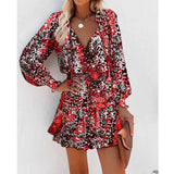 Luna Printed Patchwork Puff Sleeve Waist Dress