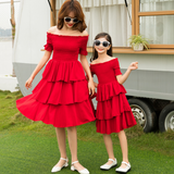 Luna Mom and Daughter Matching Ruffle Red Dress