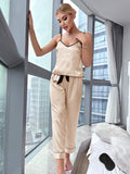Women's color contrast sexy V-neck pajama sets