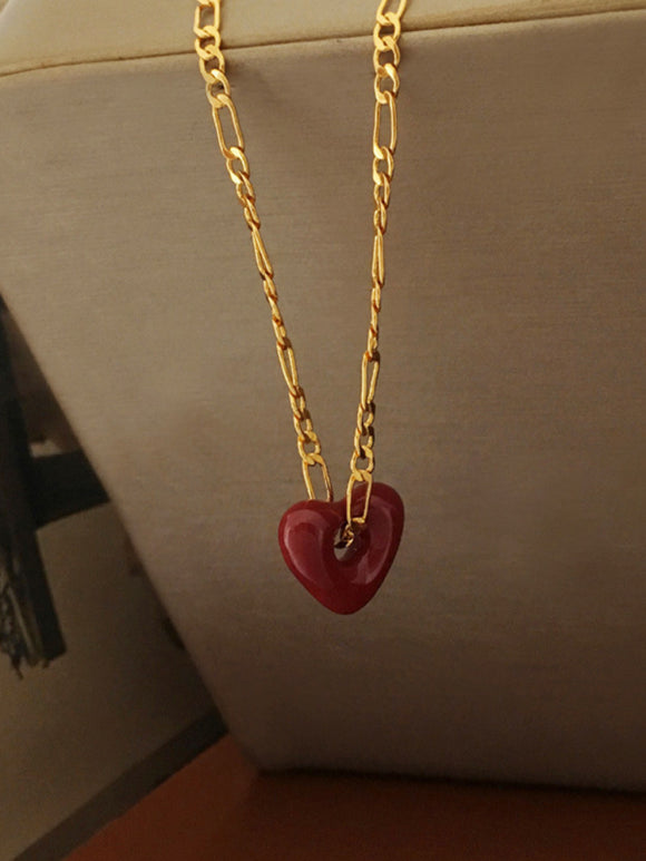 Luna Burgundy Love Necklace and Earrings