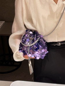 Luna Metal Tassel Sequin Evening Bag