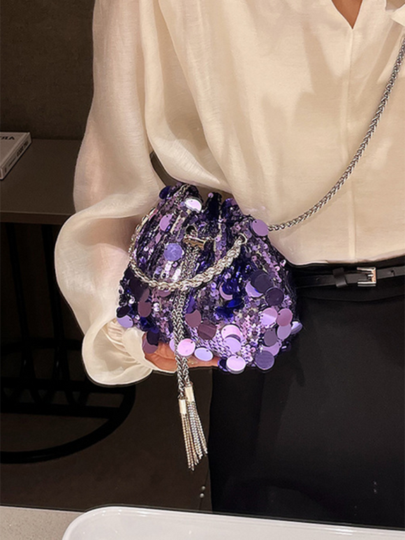 Luna Metal Tassel Sequin Evening Bag
