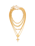 Luna Multi-Layered Cross Heart Letter Pendant Necklace