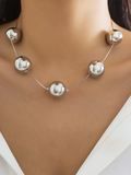 Luna Round Collarbone Chain Geometric Beaded Necklace