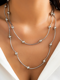 Luna Round Collarbone Chain Geometric Beaded Necklace