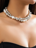 Luna Round Collarbone Chain Geometric Beaded Necklace