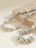 Luna Round Collarbone Chain Geometric Beaded Necklace