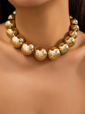 Luna Round Collarbone Chain Geometric Beaded Necklace