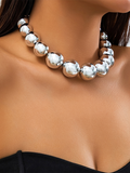 Luna Round Collarbone Chain Geometric Beaded Necklace