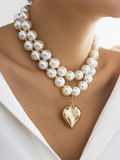 Luna Round Collarbone Chain Geometric Beaded Necklace