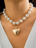 Luna Round Collarbone Chain Geometric Beaded Necklace