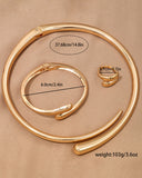 Luna Geometric Ring Necklace Bracelet Three-Piece Set