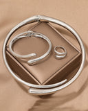 Luna Geometric Ring Necklace Bracelet Three-Piece Set