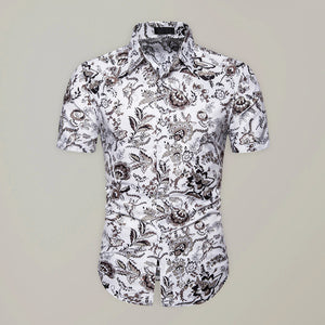 Luna Men's Floral Lapel Collar Shirt