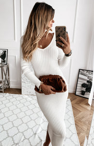 Luna Winter Solid Slimming Dress