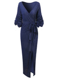 Luna V Neck Wrap Long Dress