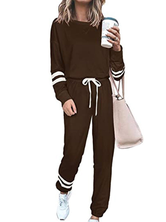 Luna Women's Casual Striped Sleeve Jogger Set