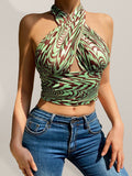 Luna Abstract Halter Neck Top