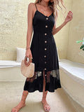 Luna Sleeveless Black Lace Stitching Dress