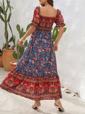 Luna Boho Vacation Off-Shoulder Floral Midi Dress