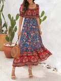 Luna Boho Vacation Off-Shoulder Floral Midi Dress