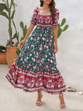 Luna Boho Vacation Off-Shoulder Floral Midi Dress