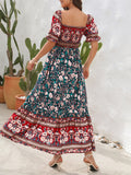Luna Boho Vacation Off-Shoulder Floral Midi Dress