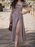 Luna Floral Square Neck Puff Sleeves Dress