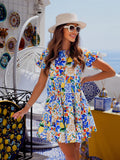 Luna Trumpet Sleeve Floral Dress