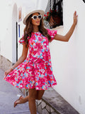 Luna Trumpet Sleeve Floral Dress