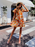 Luna Trumpet Sleeve Floral Dress