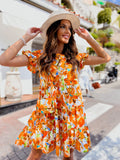 Luna Trumpet Sleeve Floral Dress