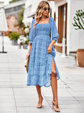 Luna Square Neck Long Sleeve Maxi Dress