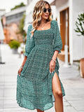 Luna Square Neck Long Sleeve Maxi Dress