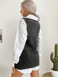 Women's Slit Solid Color Mid-Length Vest Sweater