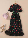 Luna French Strawberry Maxi Mesh Dress