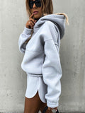 Luna Solid Colour Long-sleeved Sweatshirt and Shorts Set