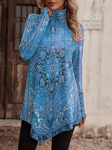 Luna High collar Bohemian Long Sleeve Top