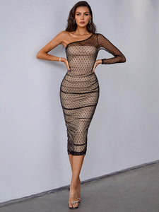 Luna One Shoulder Mesh See Through Party Dress