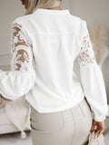 Women's new solid color lace patchwork shirt