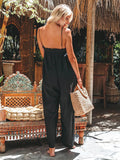 Luna Loose High-Waisted Wide-Leg Suspender Jumpsuit