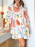 New comfortable and simple trumpet sleeve ethnic style loose shirt short dress