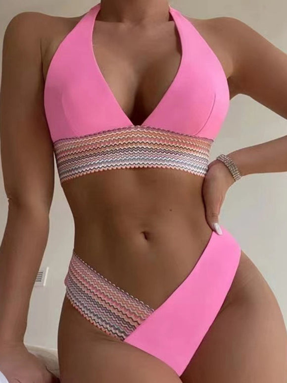 Luna High Waist Colour Block Web Bikini