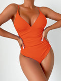 Luna Solid Colour Deep V One-Piece Swimsuit