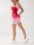 Women's gradient seamless breathable tight sports three-point yoga pants + top set