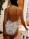 Luna Printed Hollow One-Piece Swimwear