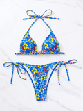 Luna Floral Triangle Cup Lace-Up Bikini