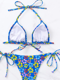 Luna Floral Triangle Cup Lace-Up Bikini