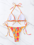 Luna Floral Triangle Cup Lace-Up Bikini