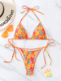 Luna Floral Triangle Cup Lace-Up Bikini